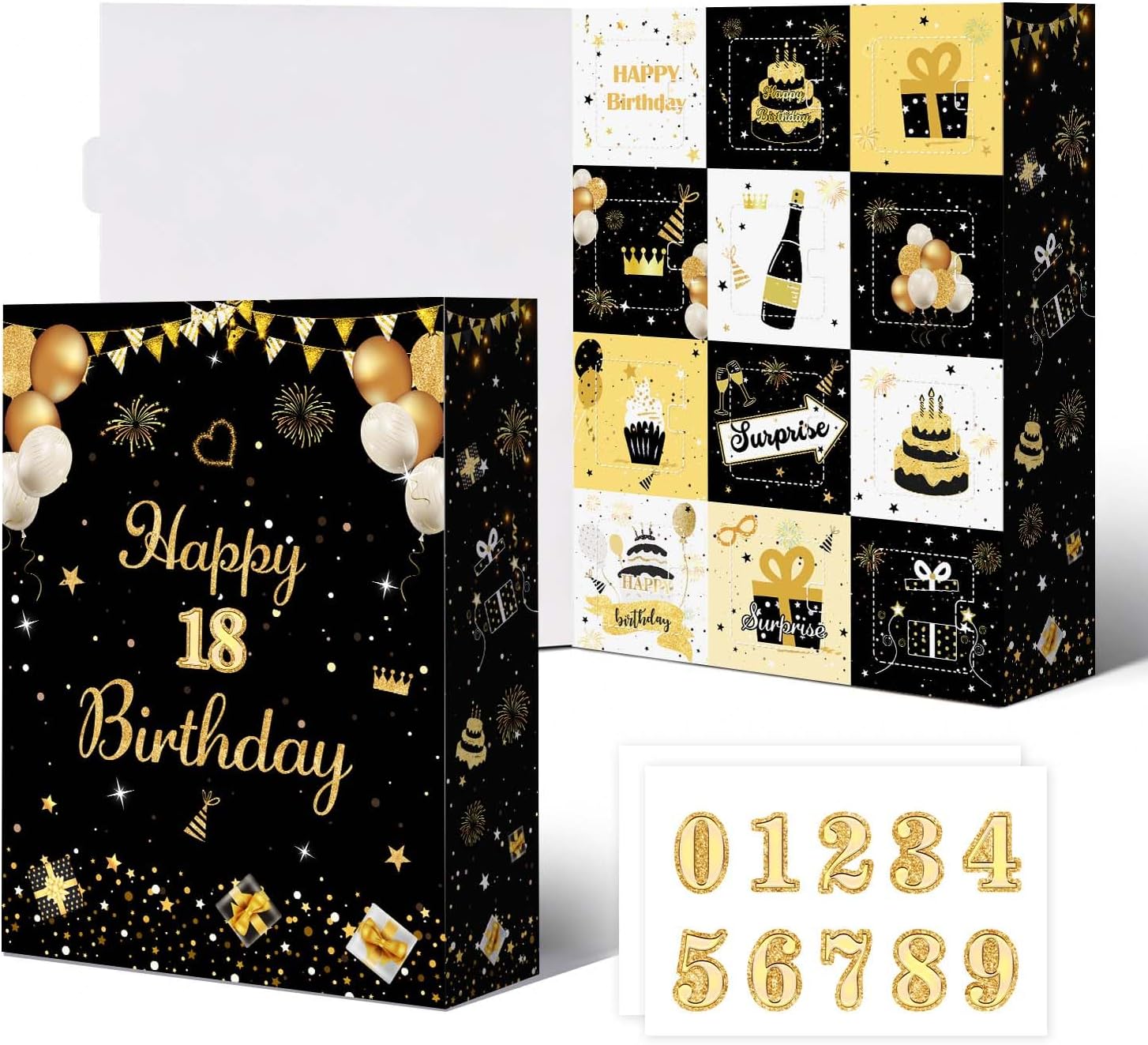 Birthday Surprise Box with DIY Stickers for Any Age, Countdown Calendar Gift Box 12 Days,Surprise Gift Boxes for Women,Includes Fill It Yourself Empty Boxes for Home Celebration,Birthday Surprise Box