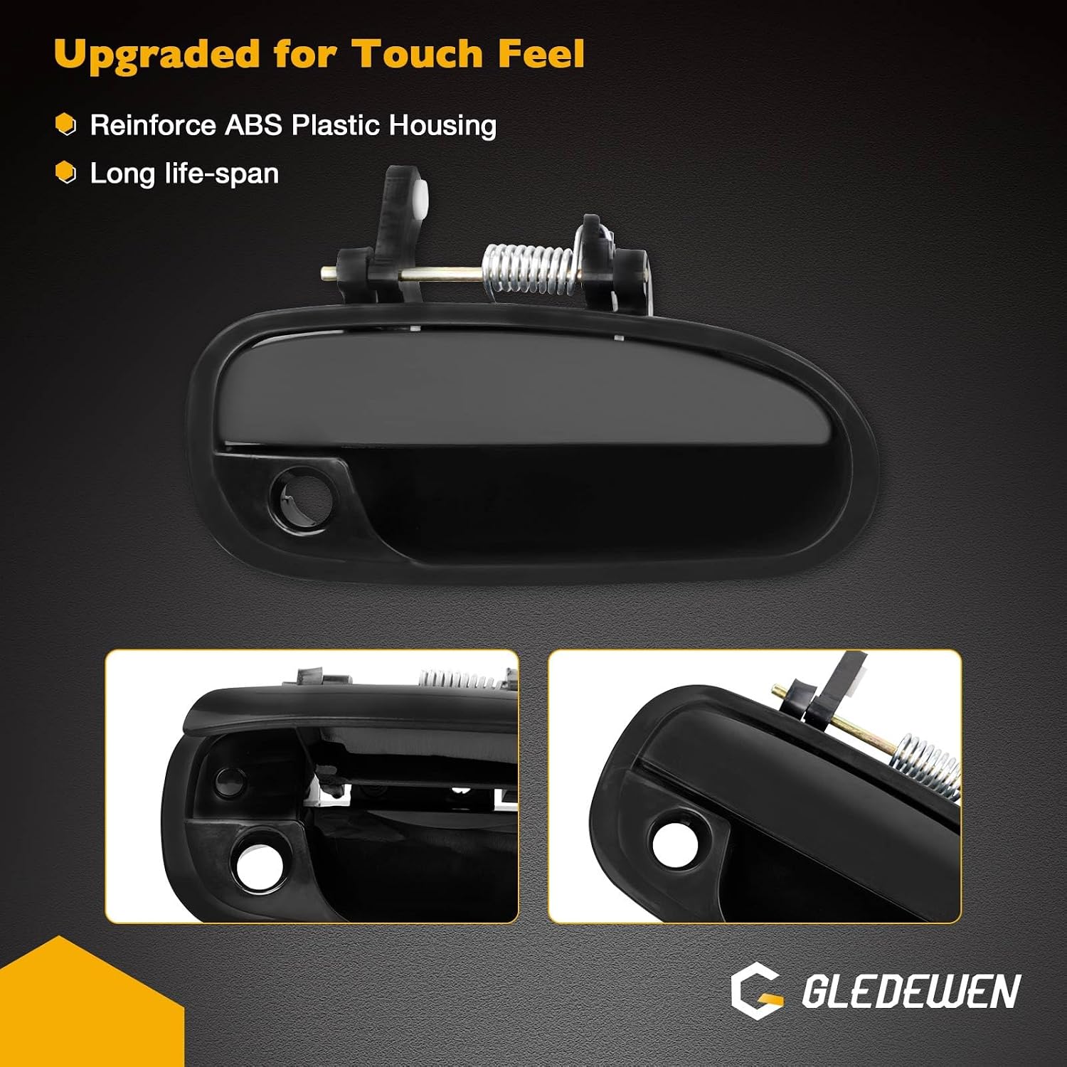 Gledewen 4PCS Exterior Door Handle Front Rear Driver Side, Outside Left Right Passenger Handle, Compatible with 1996-2000 Honda Civic, Replaces# 72180S00004 72140S04003