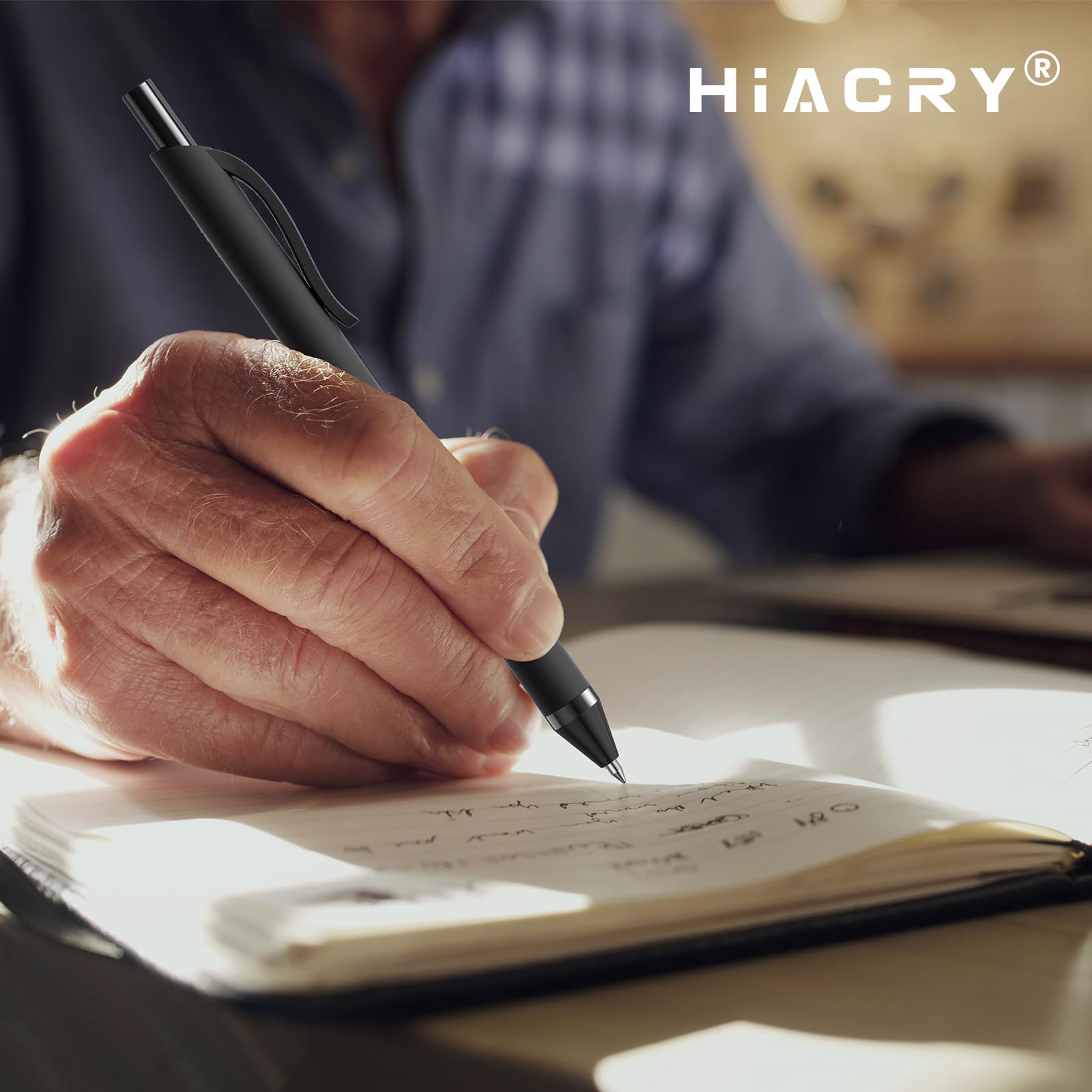 Hiacry Schwarze Gelstifte (0,7 mm feine Spitze) – glatte, schnell trocknende Tinte, einziehbarer Gelschreiber zum Schreiben, Journaling, Notizen, Büro, Schule, Zuhause und Arbeitsbedarf (8 Stück