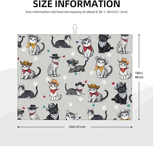 Vista 70 de Tapete de secado de platos de limón de 18 x 24 pulgadas para encimera de cocina, almohadilla absorbente de microfibra para escurrir platos, tapetes