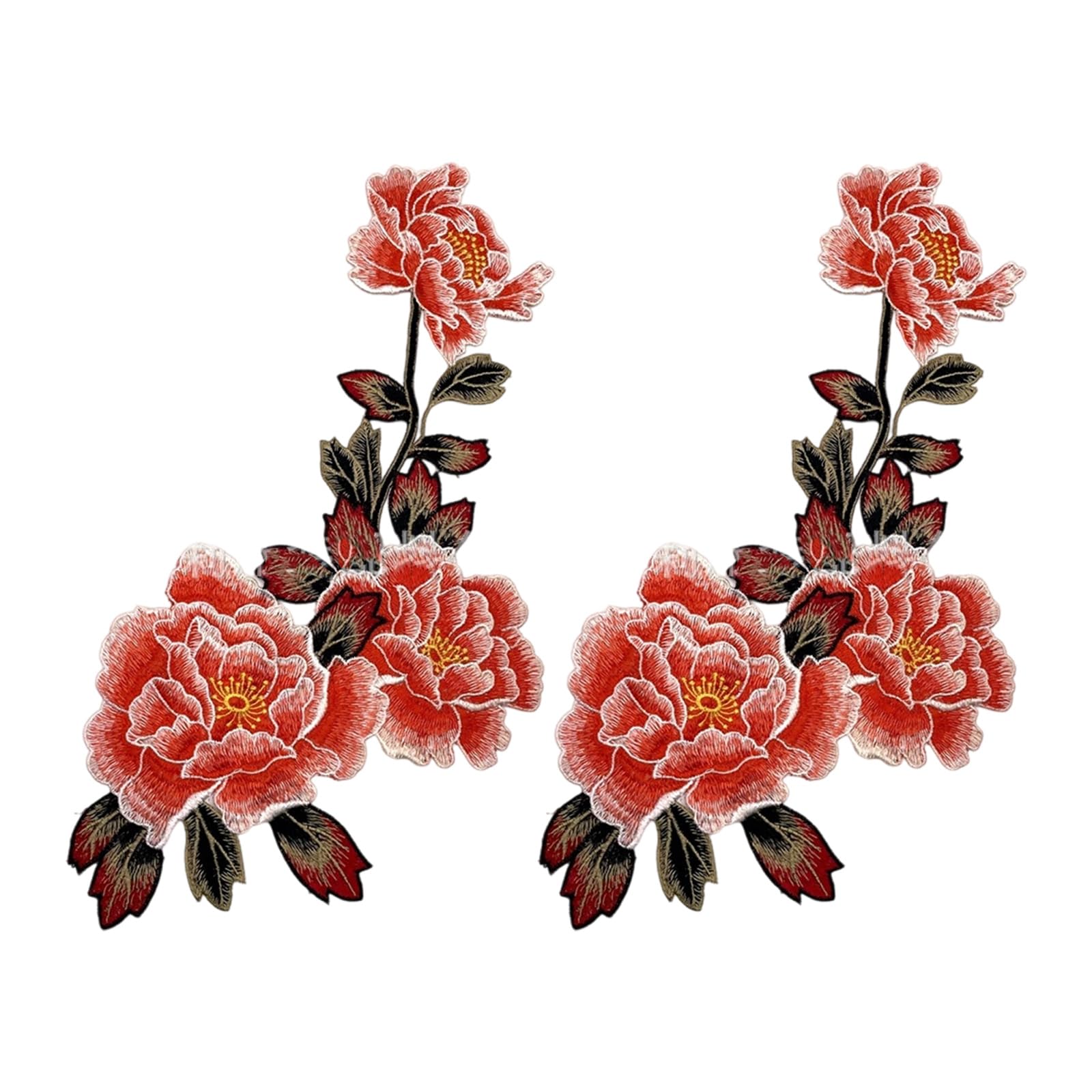 Jazuaiao 2 Pcs Flower Patches Iron on Clothing Embroidery Applique Floral for Bag Decoration Flower Sewing