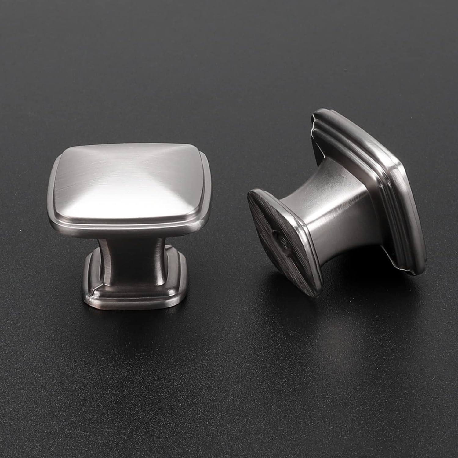 homdiy 5 Pack Kitchen Cabinet Knobs Brushed Nickel Drawer Knobs Silver Solid Square Cabinet Hardware for Dresser Bathroom Satin Nickel Door Handles for Kitchen Cupboard,Zinc Alloy