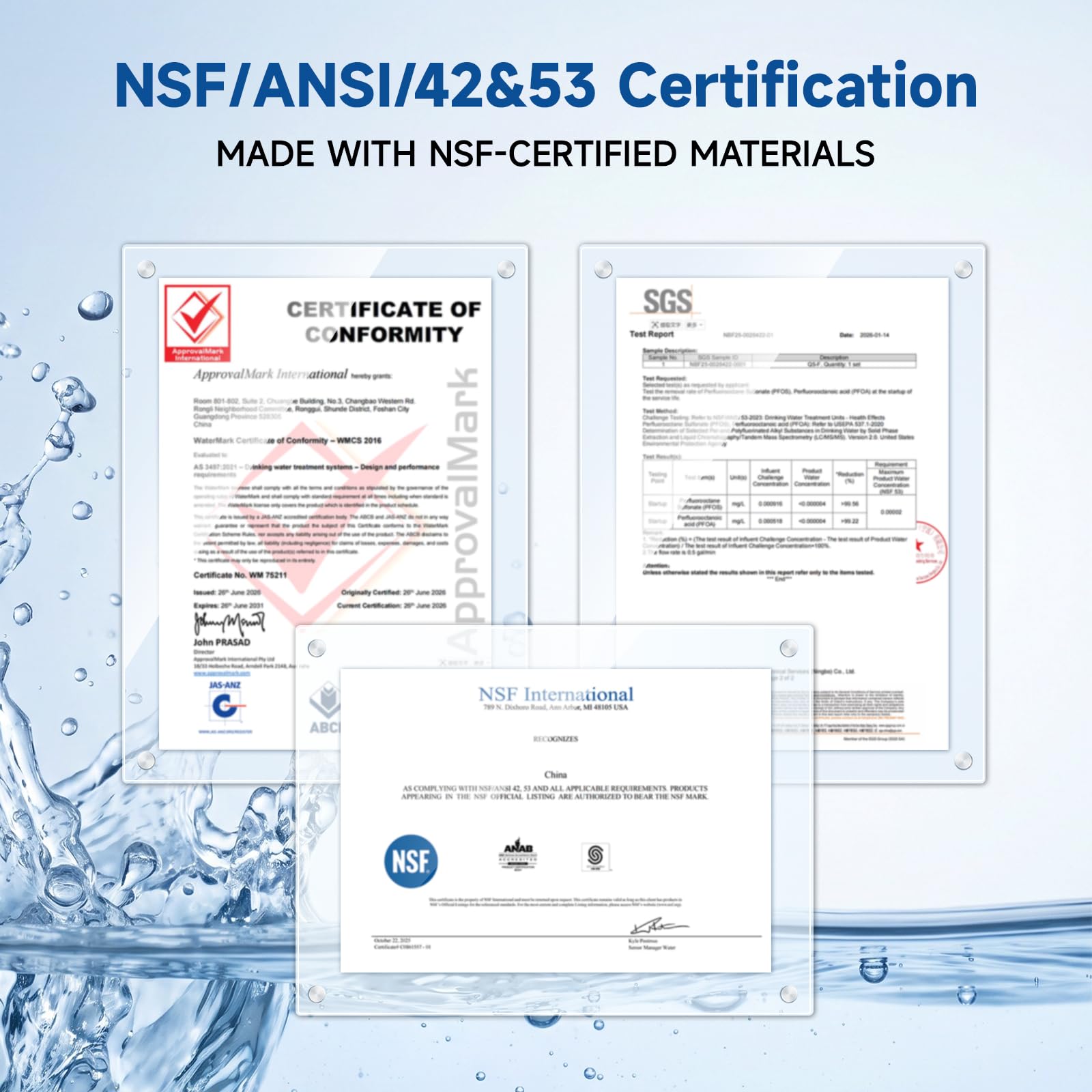 Sistema de filtro de agua bajo encimera, certificado NSF/ANSI 42, ultrafiltración de 0,01 micrones, capacidad de 8000 galones, conexión directa sin grifo separado, filtro de agua potable