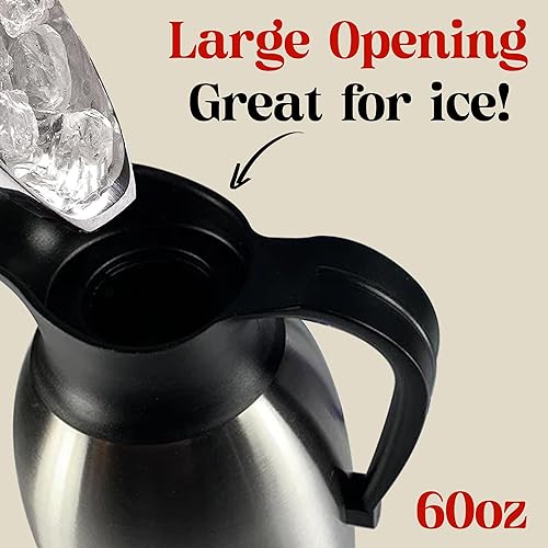 Miniatura 3 de Jarra térmica de 60 onzas  1.8L - Dispensador de bebidas calientes de 12 horas, jarra aislada de acero inoxidable para líquidos calientes - Frasco