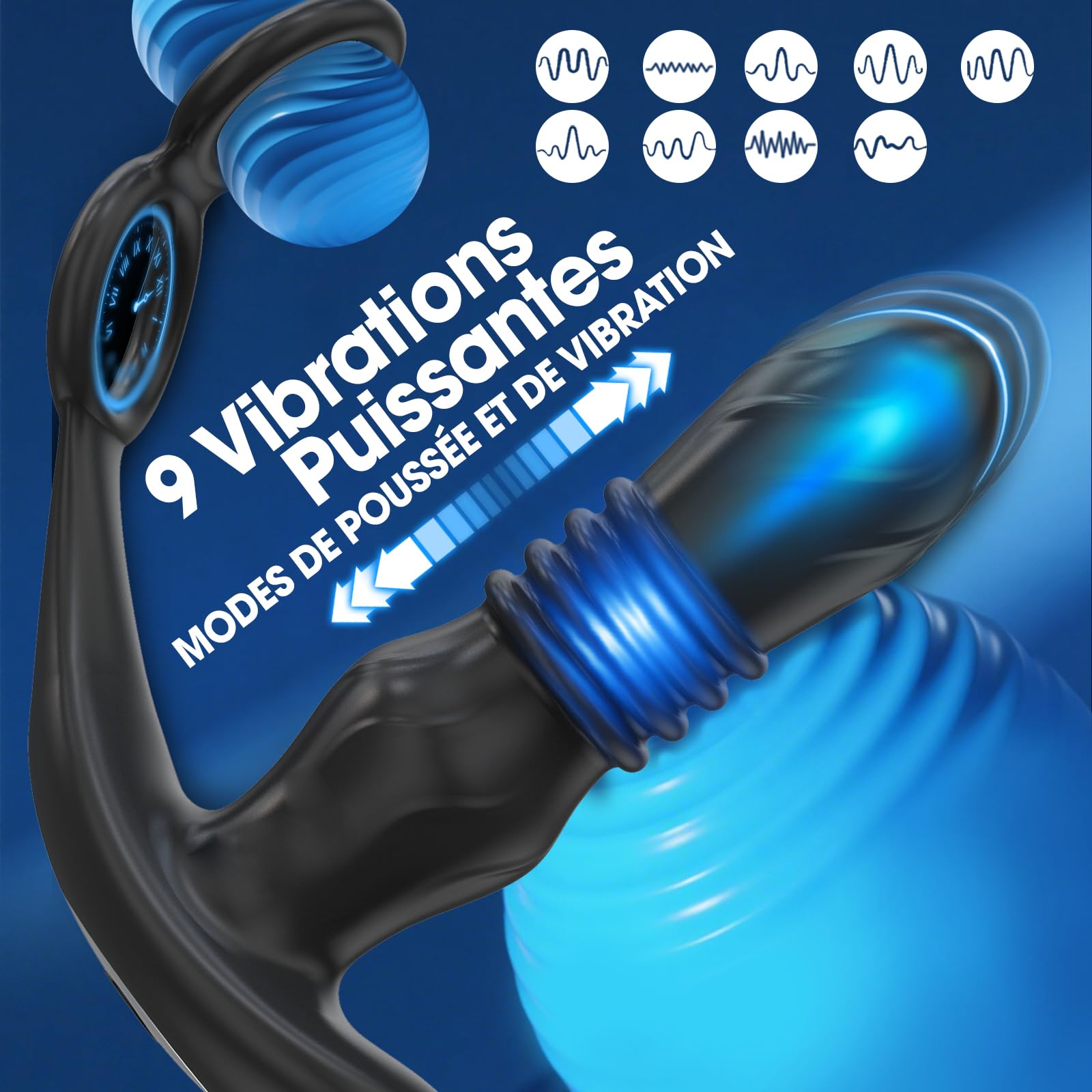 Sex Toýs Homme 3 EN 1 Masseurs de Prostate Plug Anal Vibrant avec Anneau Pénien Vibromasseur Sextoy APP Télécommandé, Gode Sex Toys 9×9 modes de Poussée Vibrant Portabl Jouet Sexualité Couple