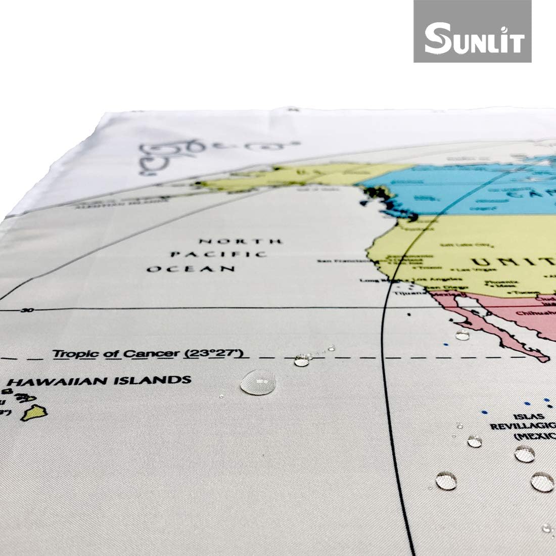 New! Map of the World with Detailed Major Cities. PVC Free, Non-Toxic and Odorless Water Repellent Fabric Shower Curtain. Large Home Decor. 71'' x 71'' Wall Map. : Home & Kitchen