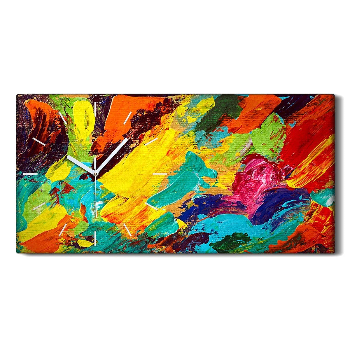 Horloge sur Toile Salon Décoration Murale Art Abstrait Pétrole Image Moderne