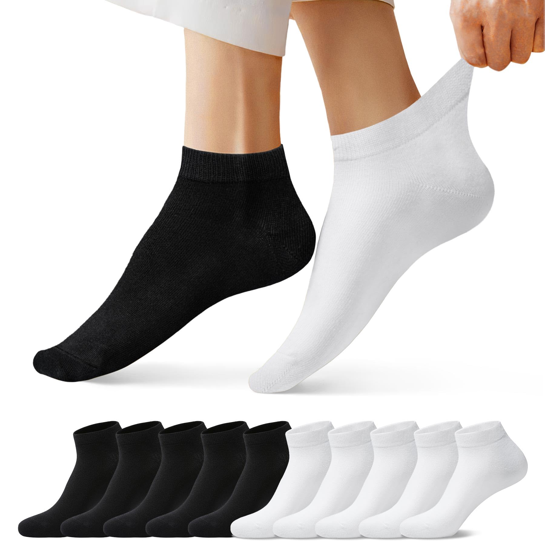 FALARY Sneaker Socken Herren Damen Sneakersocken Kurze 10 Paar Baumwolle Atmungsaktive Halbsocken Unisex Sportsoekn Activewear Knöchelsocken