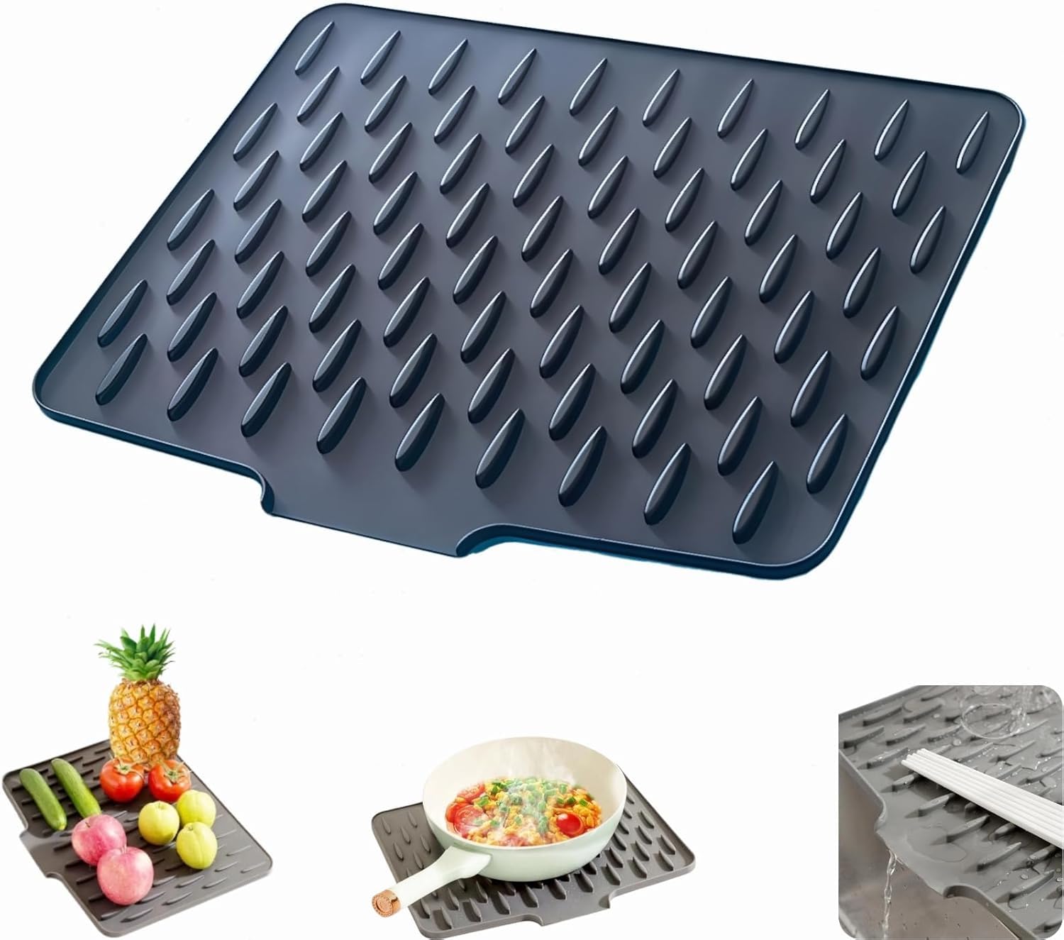 Cbsbsh Transparent Silicone Mats For Kitchen,Silicone Dish Drying Mat,No Spill Silicone Worktop Drainer For Kitchen Sink,Perfect For Home Cup Pot Sinks Utensils,Draining Mats For Kitchen Sink,Silicone Mat