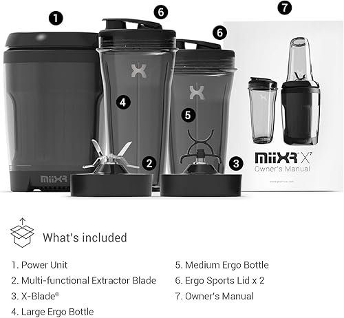 Miniatura 3 de PROMiXX MiiXR X7 - Licuadora personal para batidos y licuados - con mezclador de proteínas Performance Nutrition X-Blade y agitador de botellas