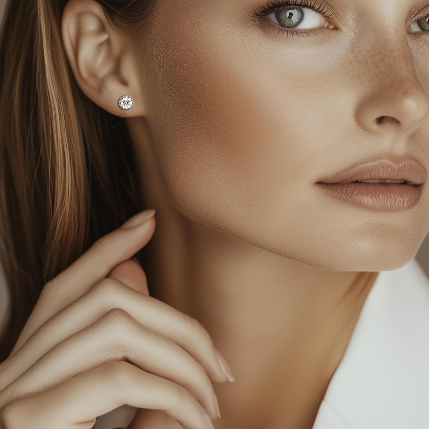 Moissanite Stud Earrings for Women Halo Solitaire S925 Sterling Silver 18K Gold Vermeil for Wife Girlfriend Mom Gifts for Her Daughter on Birthday Wedding Anniversary - Image 5