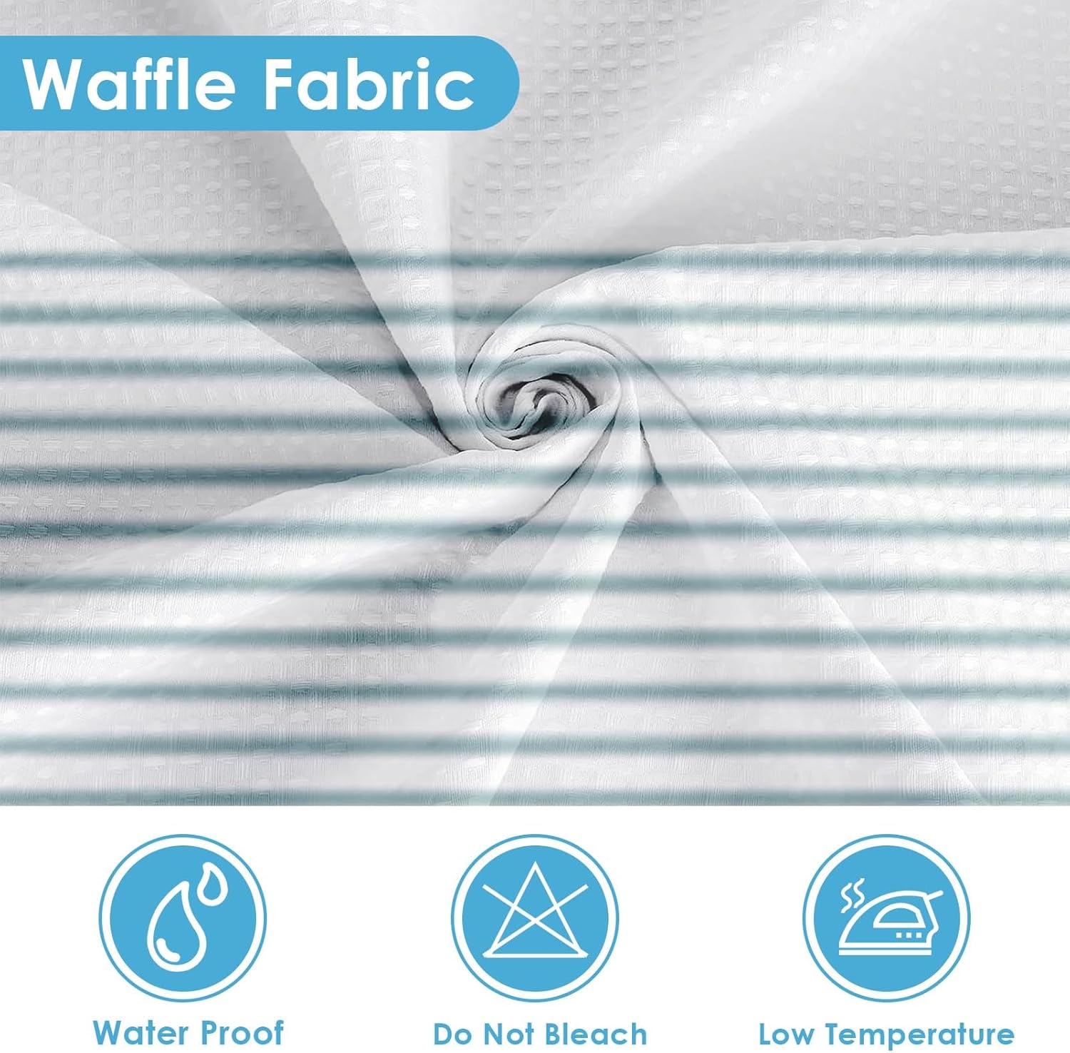Shower Curtain and Liner, Teal Striped 3 in 1 Shower Curtain and PEVA Liner Set with 12 Rust-Resistant Metal Hooks, Waterproof Fabric Shower Curtains for Bathroom, 72 W x 72 H