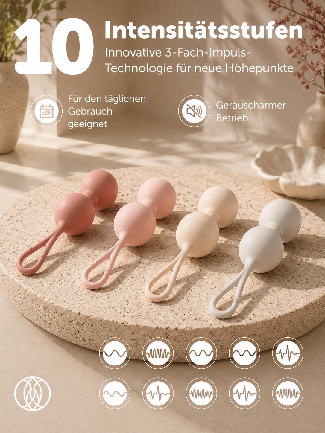 INTIMA Beckenbodentrainer für Frau mit Vibration | 4-teiliges Set mit Fernbedienung | Liebeskugeln | Kegel Balls | Stärkung der Beckenbodenmuskulatur bei Blasenschwäche & Inkontinenz