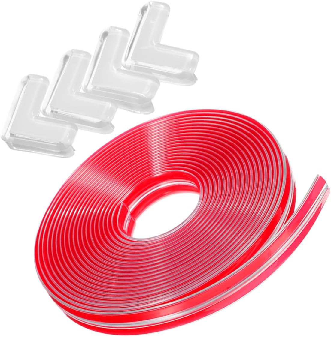 CALLARON Childproofing Corner Guards Edge Protector Strip with 5m Soft Bumpers and 4 Self-Adhesive Corner Guards for Furniture Table Safety at Home