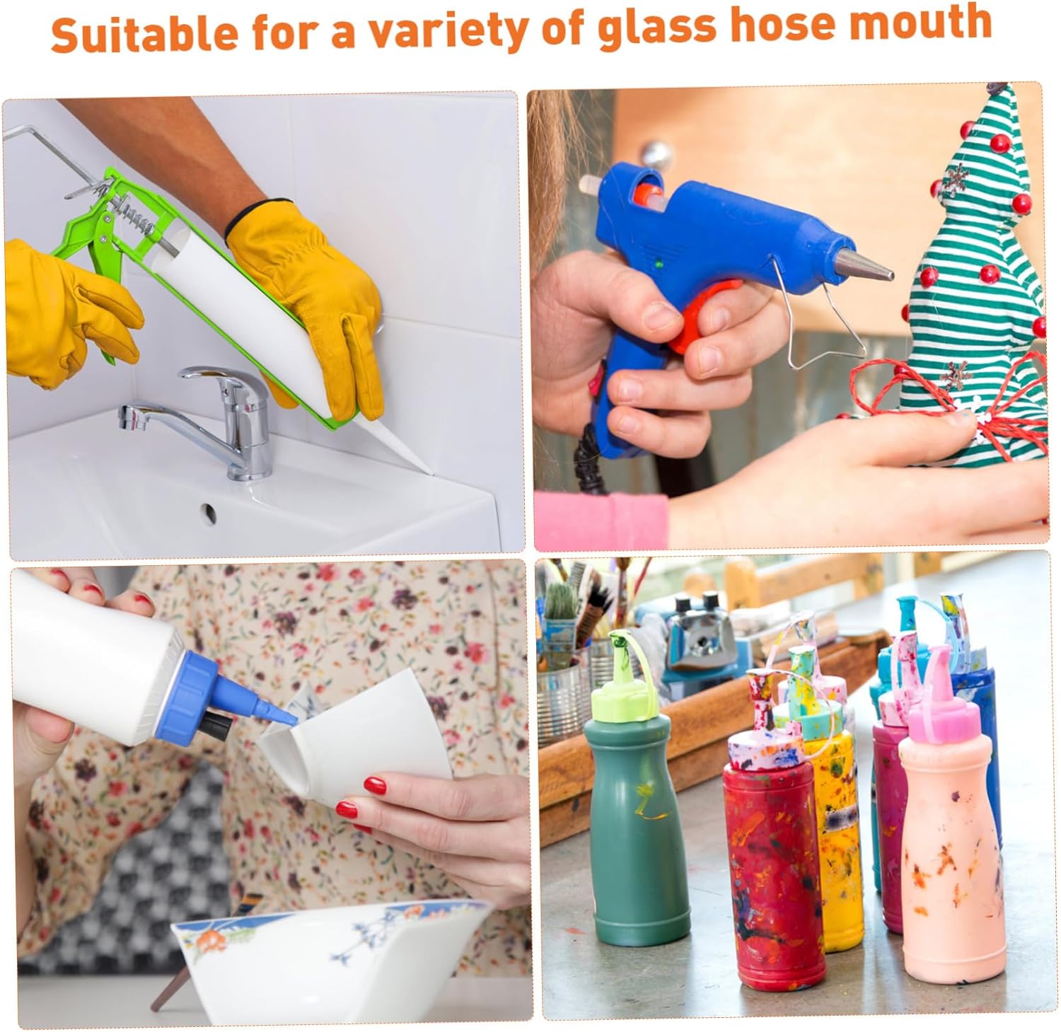 TEHAUX 200pcs Caulk Sealer Saver Protective Cover Leakproof Caulk Cap for Resealing and Preserving Open Tubes for Glue and Paint Storage