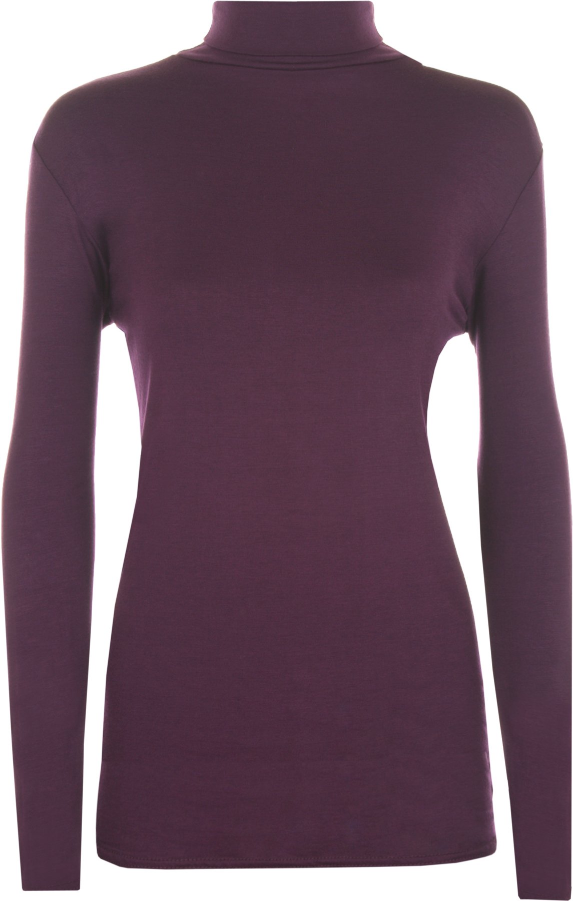 Wearall Women's Purple New Polo Neck Stretch Long Sleeve Plain Top Jumper 20-22
