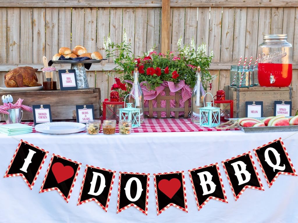BBQ Party Decorations Pre-Strung I Do BBQ Bridal Shower Decoration Banner for Engagement Wedding Shower Decor Party Supplies Favors