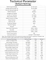 Vista 4 de DIHOOL Protector de voltaje ajustable 110V 220V, corte de bajo/alto voltaje y protección contra sobrecorriente, subvoltaje 70-200V, sobretensión
