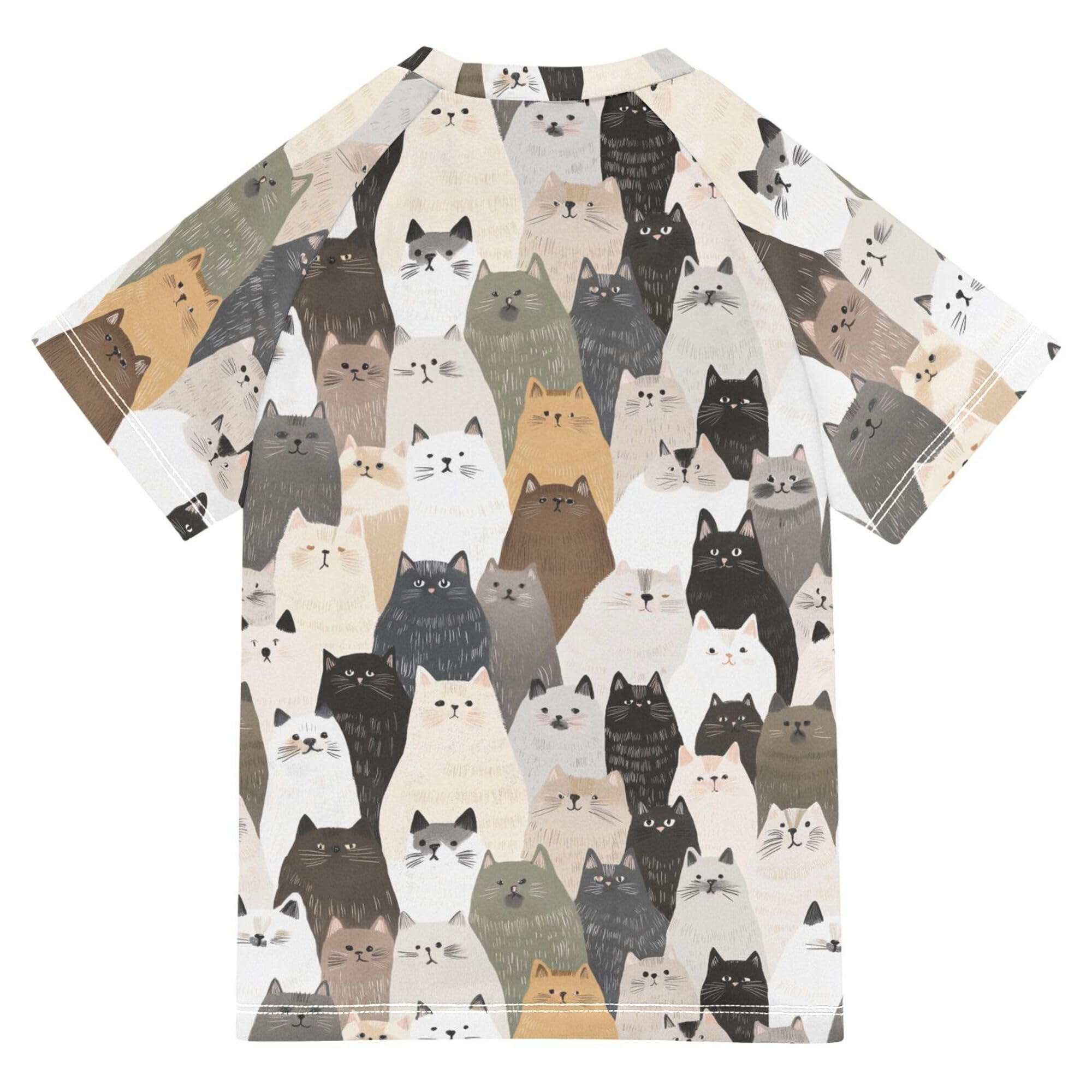 Aesthetic Ragdoll Cats White Girl Bathing Suit UV Protection Rashguard Girls Swimwears Athletic Shirt for Big Boy 7-8Y