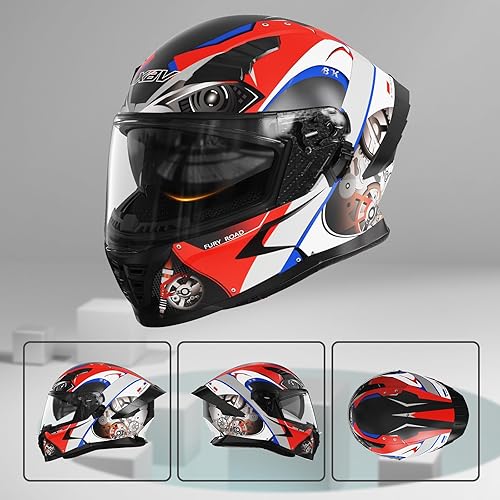 Miniatura 2 de Casco de motocicleta de doble visera para adultos, casco de motocicleta antivaho aprobado por DOT