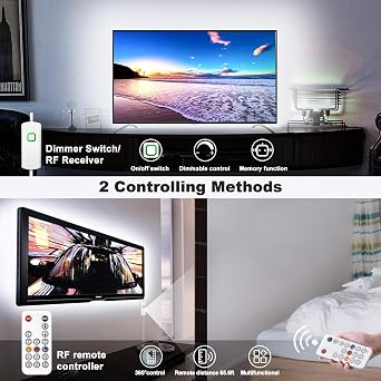 MY BEAUTY LIGHT White LED Strip Lights, 16.4ft Dimmable LED Light Strip with RF Remote, 300 Bright 6500K 2835 LEDs, Strong Adhesive LED Tape Light with Timing Mode for Mirror Bedroom Kitchen Cabinet