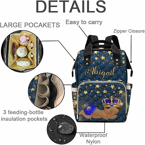 Miniatura 7 de M YESCUSTOM Mochila de pañales con nombre personalizado, mochila de lactancia personalizada para mamá, mochila de viaje personalizada para mamá,