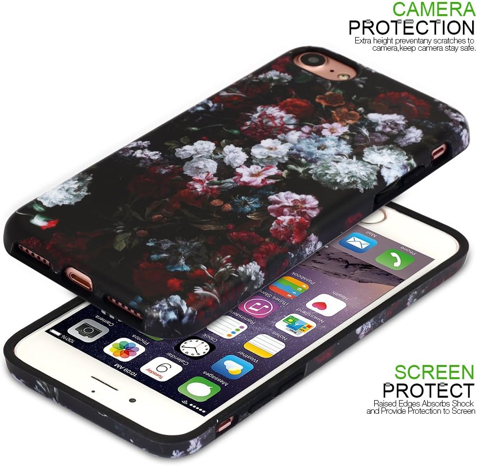 iPhone 7 Case for Girls/iPhone 8 Floral Case, GOLINK Floral Series Matte Finish Slim-Fit Anti-Scratch Shock Proof Anti-Finger Print Flexible TPU Gel Case for iPhone 7/iPhone 8 - Camellia