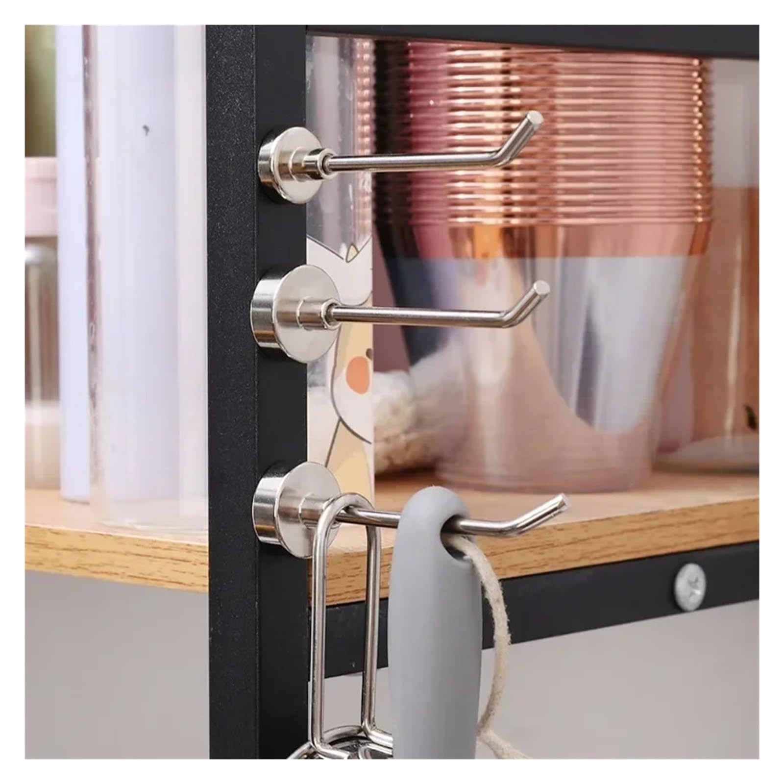 Genérico 10-20 ganchos magnéticos sin perforaciones en ángulo recto for colgar la pared, ideales for organizar el hogar, cocina y baño(S,20PCS)