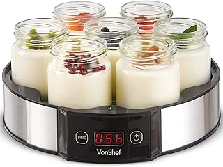 VonShef Digital Yoghurt Maker with 7 Jars – Electric, Compact, Stainle...