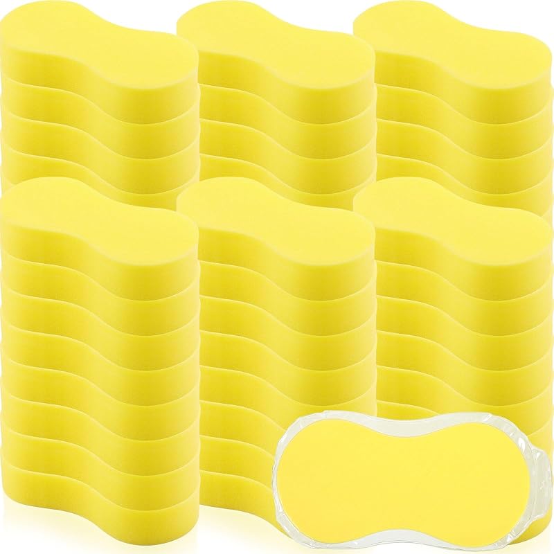 Kit com 48 Esponjas Grandes para Lavagem Automotiva Vesici em Poliuretano Amarelo Vivo, Modelo BS2433