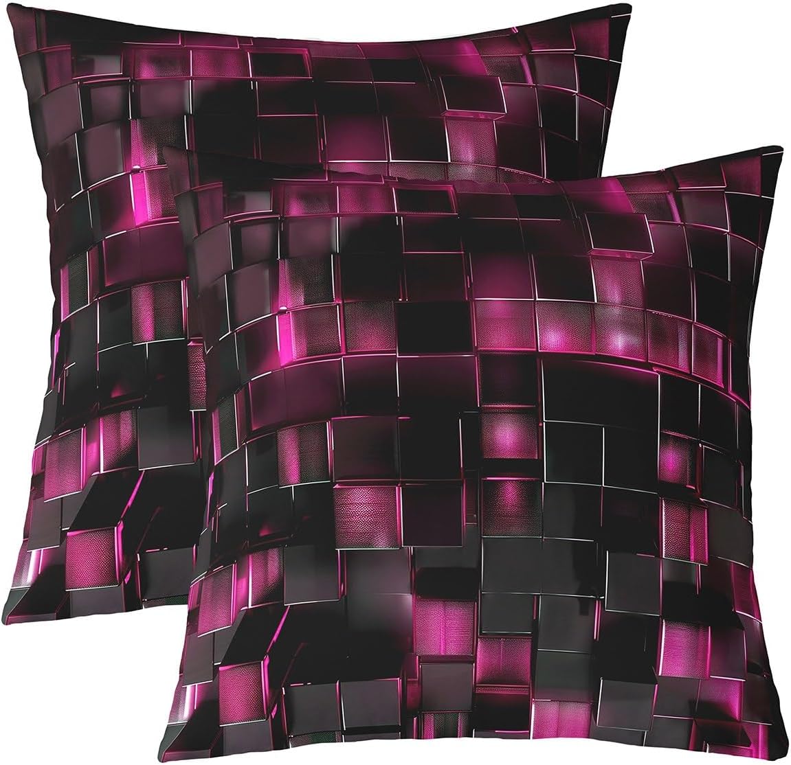 Erosebridal Black Pastel Orange Throw Pillow Covers Modern Geometric Pillow Covers Gradient Neon Cubes Cushion Cases,Abstract Grid Decorative Pillow Covers Lattice Decor 24x24 Inch Set of 2