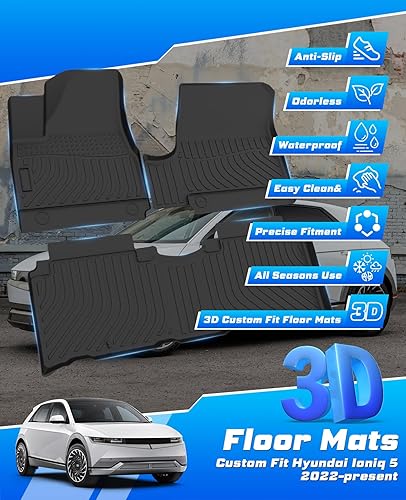 Miniatura 6 de Alfombrillas para Hyundai Ioniq 5 TPE 2022 2023 2024 para maletero para todo tipo de clima, sin olor, antideslizantes, juego completo de