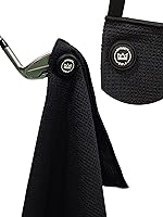 DynastyGolf Magnetic Microfiber Golf Towel - Strong Magnet Waffle Pattern for Golf Bags, Clubs & Balls - Black