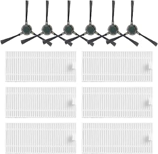 Replacement Parts for AIRROBO P20 Robot Vacuum Cleaner Spare Parts Accessories, 6 Side Brushes, 6 Hepa Filters (12 Pcs)