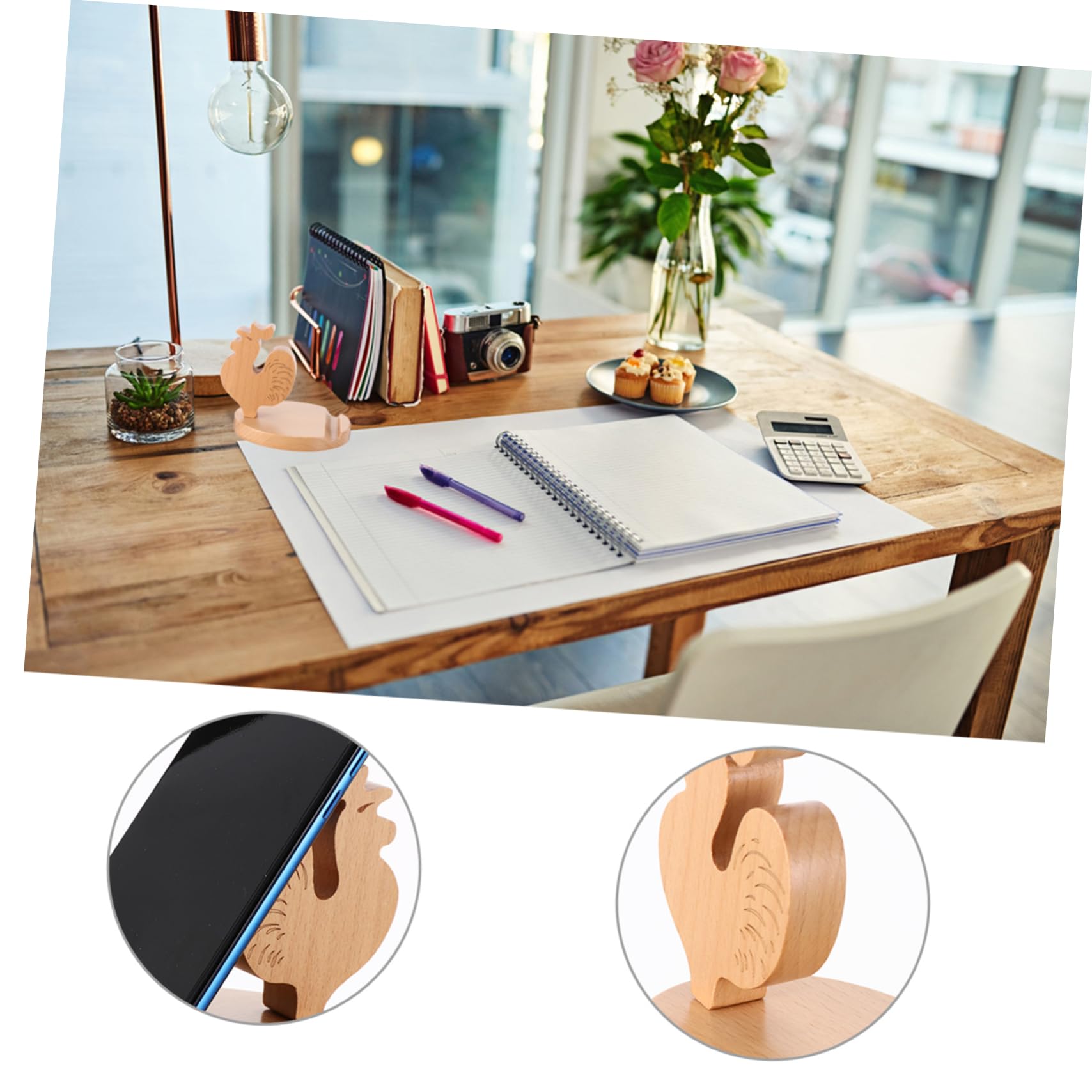 Hemobllo 2pezzi Supporto Telefonico Legno Per Scrivania Porta Tablet e Smartphone Creativo Con Design Animali Per Casa e Ufficio Per Decorare Tuo Desktop