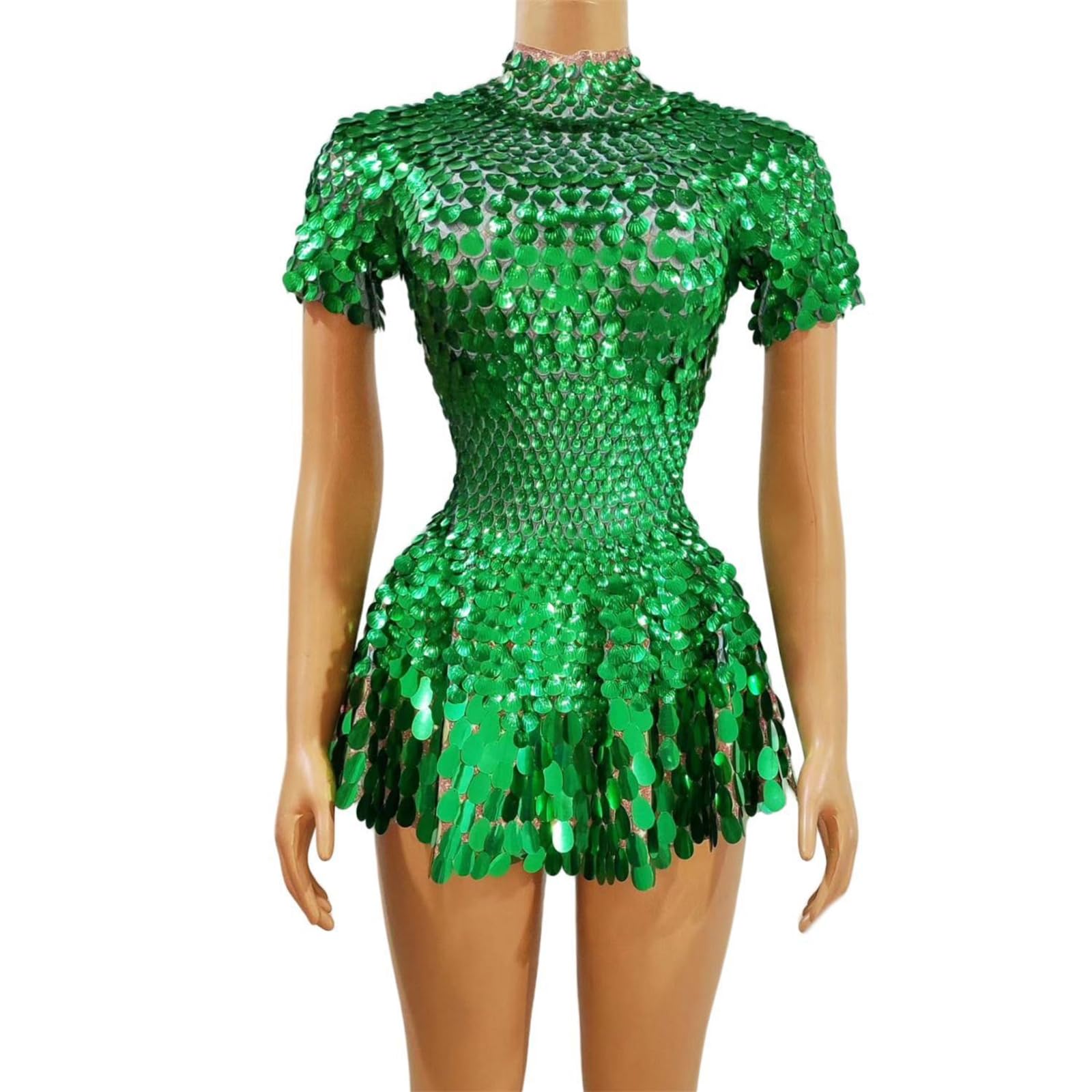 Farbige Pailletten, Tanzkleidung, flexibles Design, figurbetontes Kleid, bequem zu tragen für Motto-Partys und Tanzwettbewerbe, Party, Tanzbekleidung