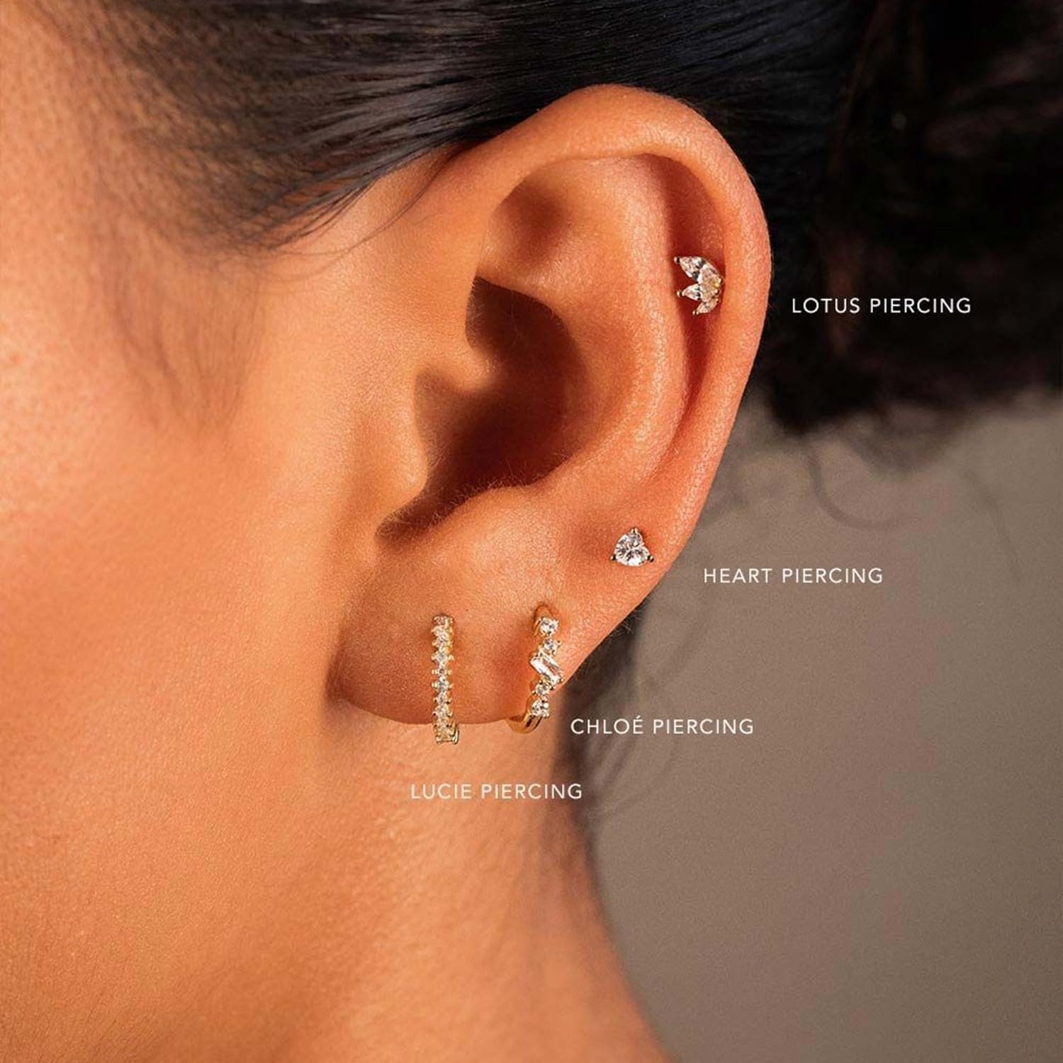 PAUL VALENTINE - Damen Stecker Piercing 925 Silber - Vergoldet/Golden - Herz Zirkonia Design - PV-PI0001