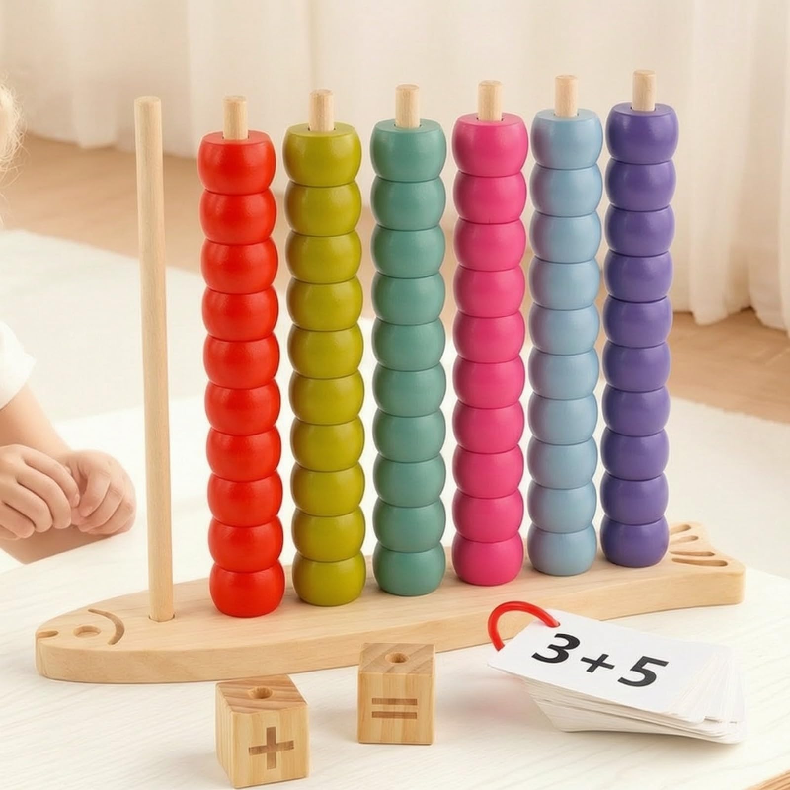 Didattico Aritmetico | Pallottoliere con Perline, Educativo, Verticale, per Scuola Infanzia, Casa, Neonati, Stile B