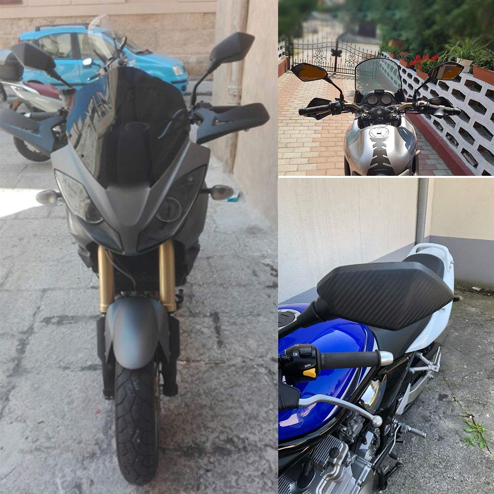 Seitenspiegel Motorrad 2 Stück Fahrrad Spiegel Motorrad Universual Scooter Fahrrad E-Fahrrad Rückspiegel elektrombile Spiegel Konvex 8 mm 10 mm Kohlefaser 10 mm (Farbe: Carbon Fib