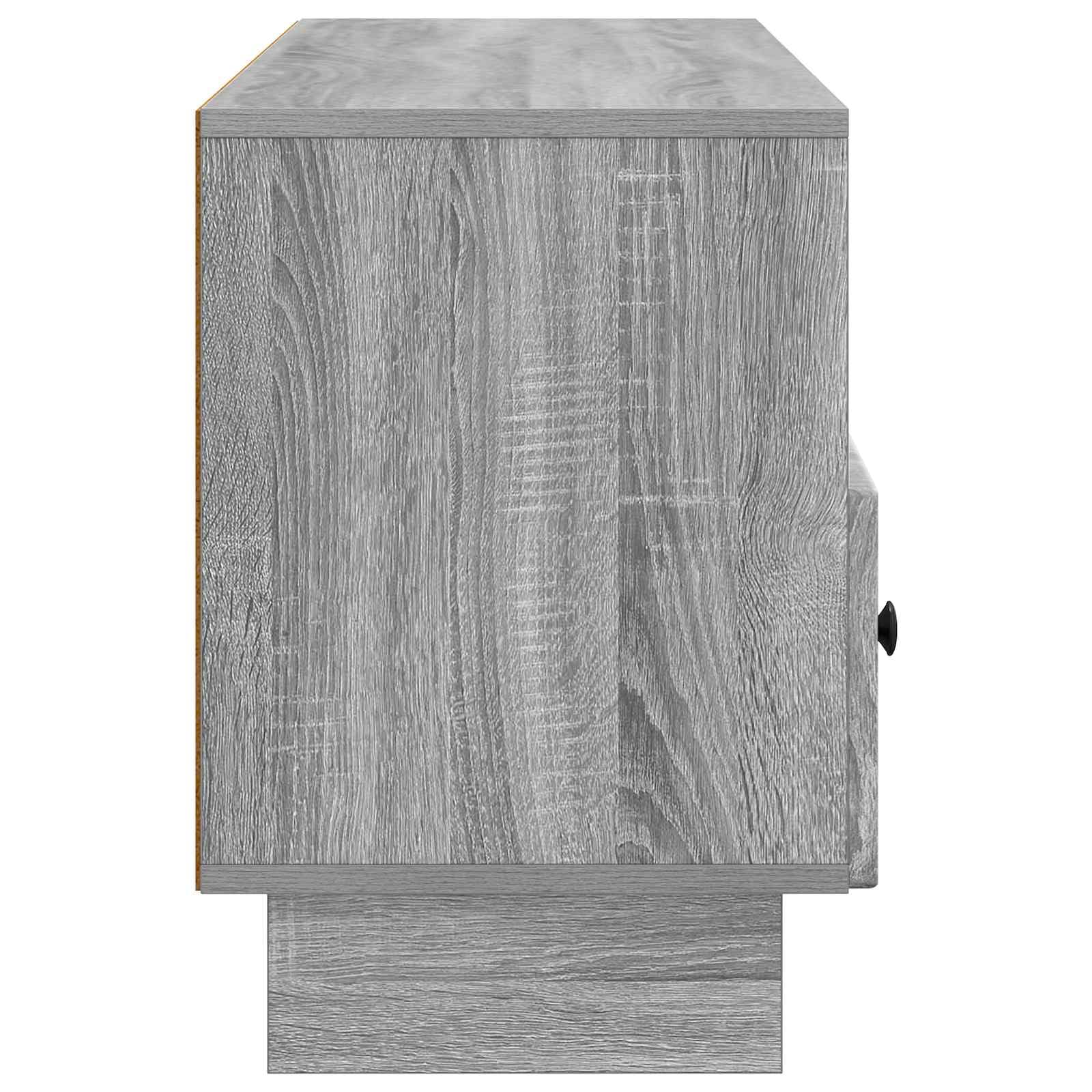 Mobile TV Sonoma grigio, 102 x 34,5 x 50 cm, in legno con vano portaoggetti, gestione dei cavi e 3 cassetti per soggiorno moderno, home theater, console multimediale, mobile TV, credenza