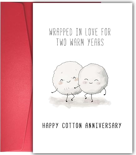 YIWANSIN Cute 2nd Anniversary Card for Cotton Anniversary Gifts