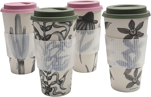 Miniatura 5 de Chef Craft Taza de viaje de fibra de bambú ecológico, juego de 4 piezas, 22 onzas, natural