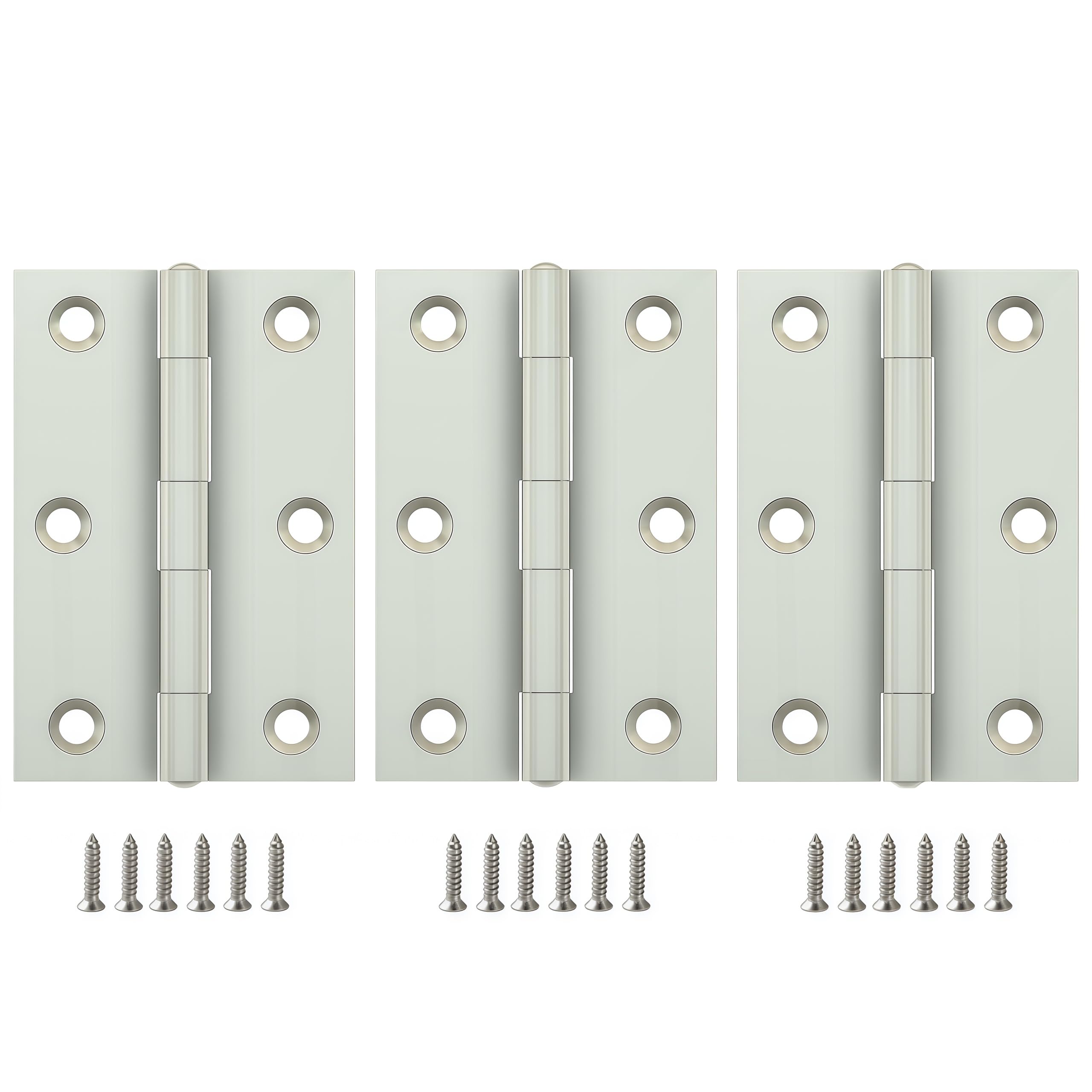 Vbnexyr Regular Hinge 3 Pack Stainless Steel Folding Hinges For Cabinets Casement Hinges And Door/Window Hardware With Screws 75 * 50 * 1.8Mm Steel Core
