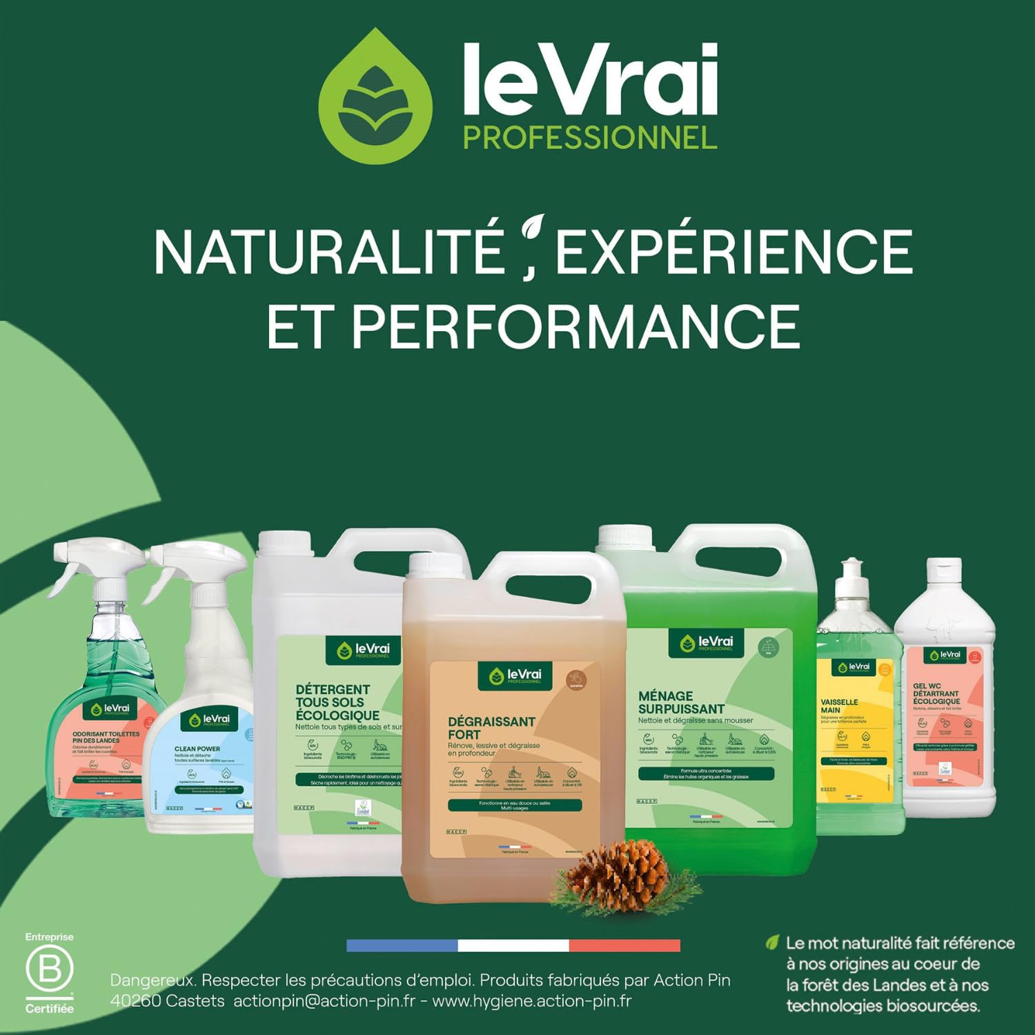 LE VRAI PROFESSIONNEL - Détergent Désinfectant Anti Calcaire Prêt à l’Emploi - Surfaces Sanitaires, Action Déperlante, Bactéricide, Levuricide - Fabrication Française - Bidon 5 L