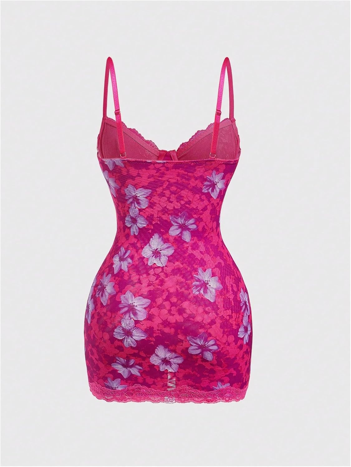 SOLY HUX Women's Summer Floral Lace Trim Mini Dress Spaghetti Strap Bodycon Party Cami Dresses - Image 2