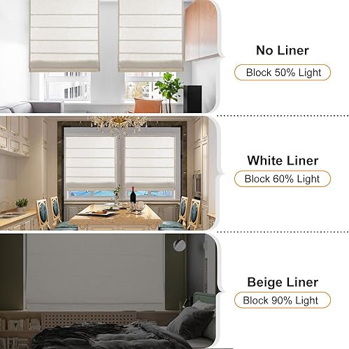 Miniatura 3 de Persianas romanas inalámbricas de lino blanco hueso, persianas romanas lavables a medida para ventanas, puertas francesas, ventanas de cocina
