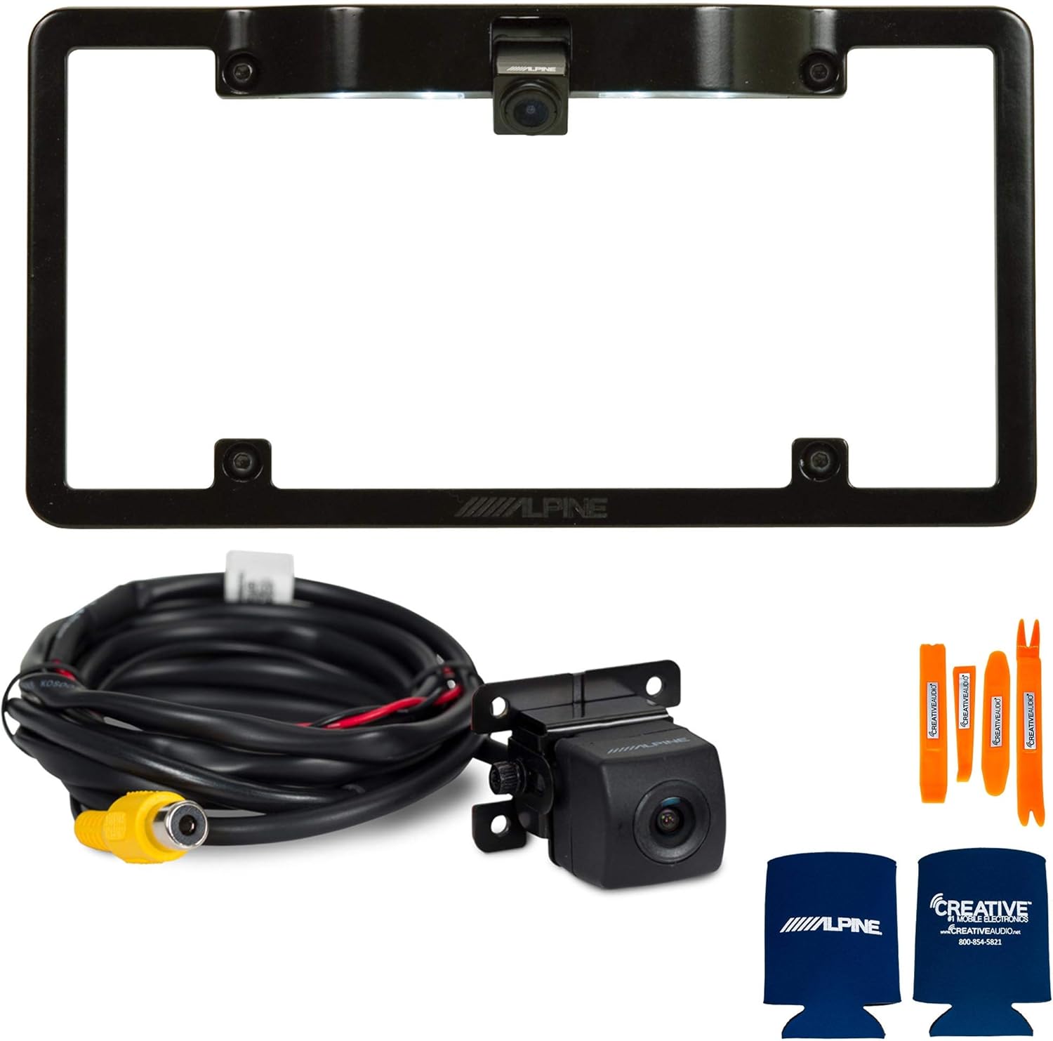 Alpine KTX-C10LP License Plate Frame with Alpine HCE-C1100 Back Up Camera
