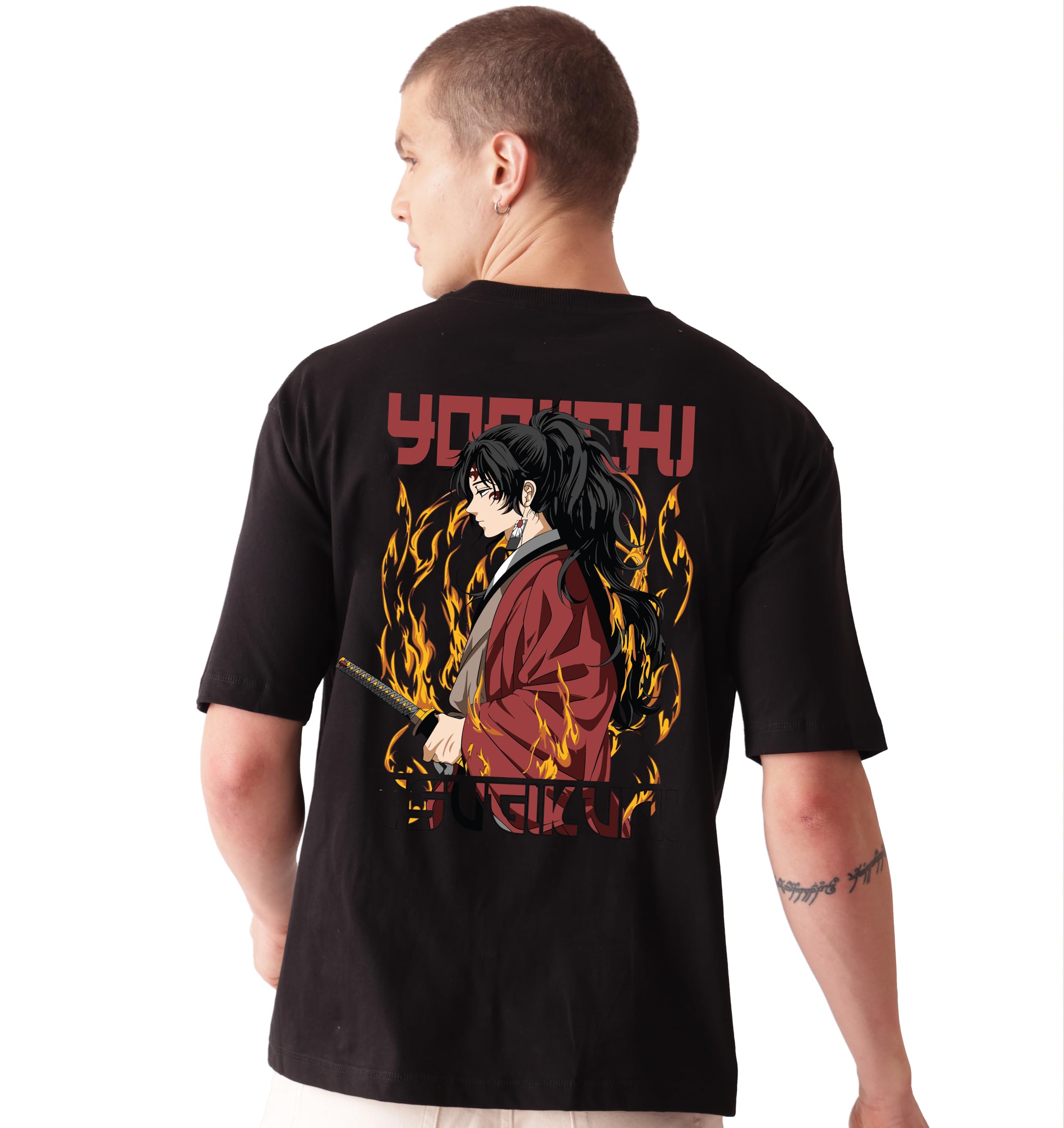 starton apparel 100% Cotton Anime Demon Slayer Oversized T-Shirt for Men, Front & Back Print-picture-10