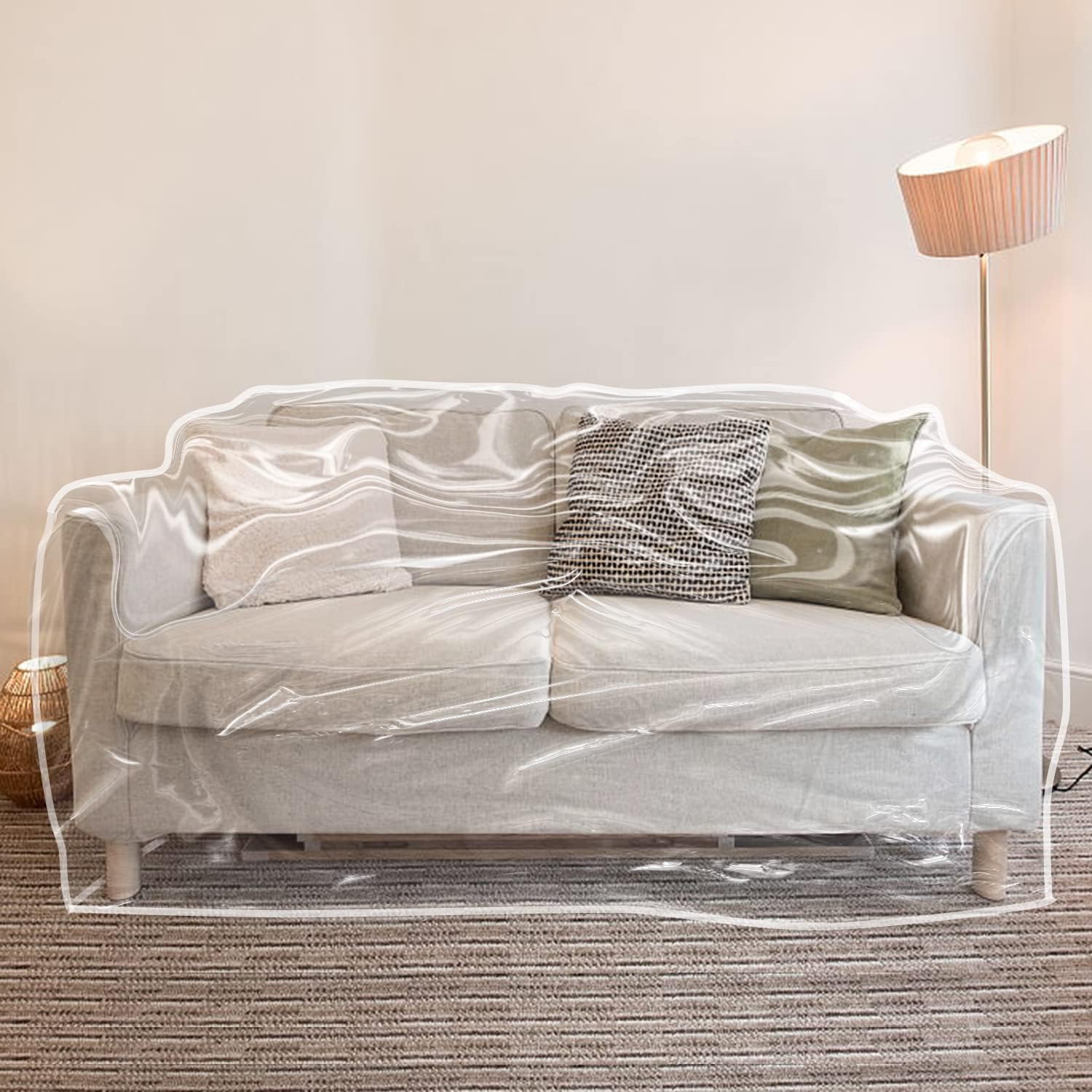 HomeProtect Plastic Couch Cover Loveseat Protector 84" W x 40" D x 36" BH x 18" FH Waterproof Pet Couch Covers for Protection Against Love Seat Cover