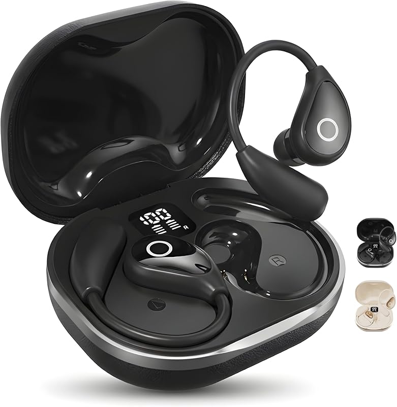 Over Ear Earbuds with Ear Hooks, Open Ear Bluetooth Workout Headphones